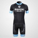 2012 Fietskleding Bianchi Zwart en Lichtblauw Korte Mouwen en Koersbroek