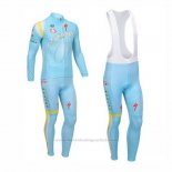 2013 Fietskleding Astana Lichtblauw Lange Mouwen en Koersbroek