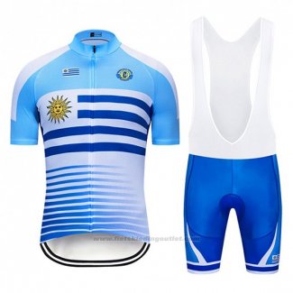 2019 Fietskleding Uruguay Blauw Wit Korte Mouwen en Koersbroek