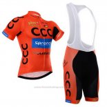 2015 Fietskleding CCC Zwart en Oranje Korte Mouwen en Koersbroek