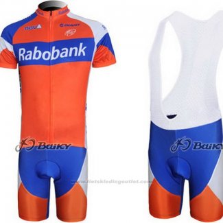 2011 Fietskleding Rabobank Blauw en Oranje Korte Mouwen en Koersbroek