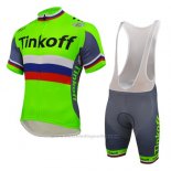 2016 Fietskleding UCI Wereldkampioen Tinkoff Groen Korte Mouwen en Koersbroek