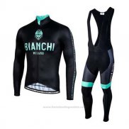2020 Fietskleding Bianchi Zwart Groen Lange Mouwen en Koersbroek