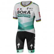 2020 Fietskleding UCI Wereldkampioen Bora Wit Groen Korte Mouwen en Koersbroek